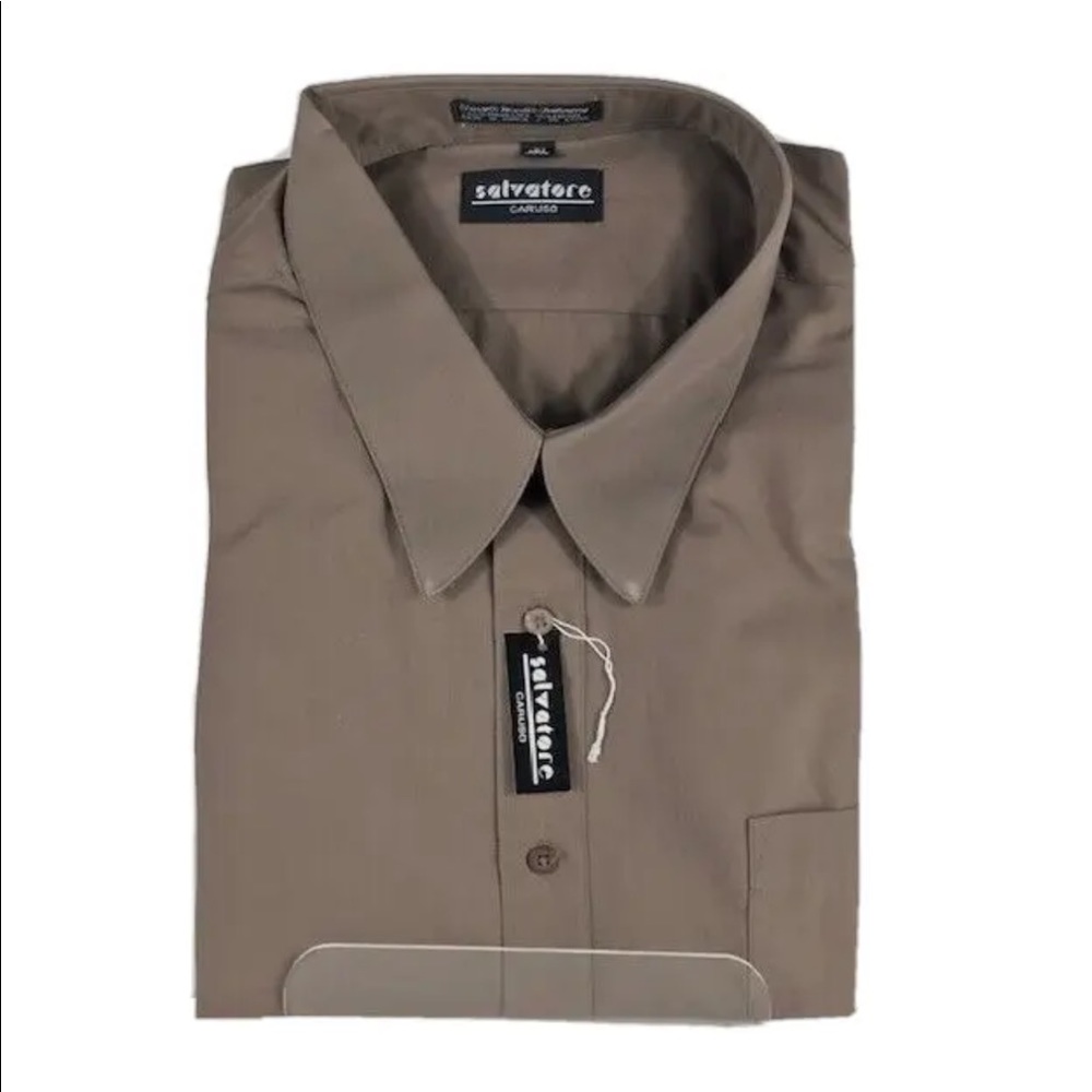 Salvatore Caruso Men's Charcoal Gray Dress Shirt 65% Polyester 35% Cotton Single